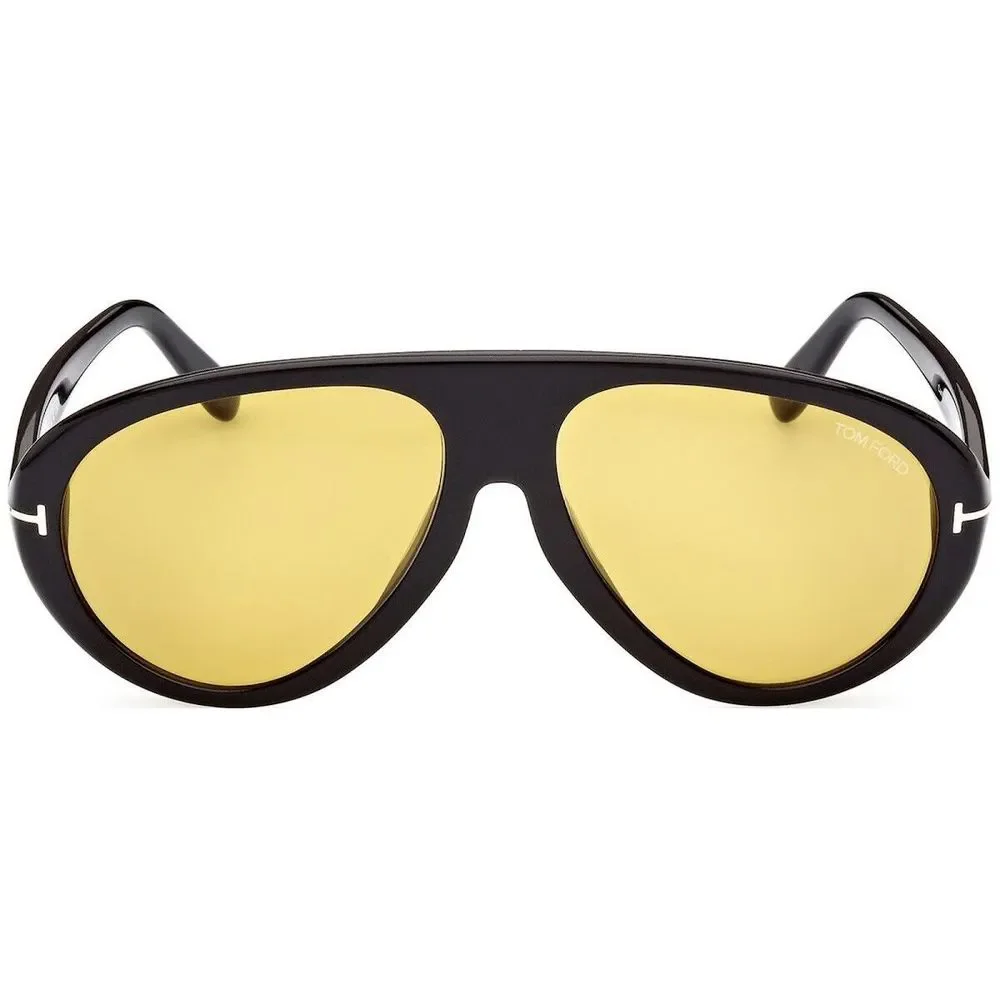 Tom Ford Black Acetate Sunglasses with Yellow Lenses